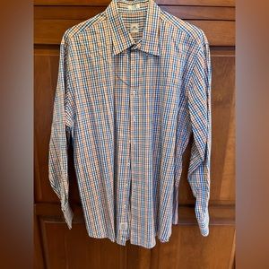 Peter Millar blue orange plaid dress shirt Size: XL